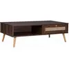 SWEEEK Table basse en cannage couleur bois foncé