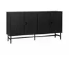 SWEEEK Buffet de rangement noir. Bazalt. quatre portes. deux étagères. L 157.5 x l 39 x H 83cm