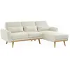 SWEEEK Canapé d'angle convertible réversible 3 places. tissu bouclettes blanches. pieds bois