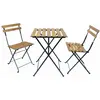 SWEEEK Table de bistrot pliante bois d'acacia et métal + 2 assises 55 x 54 cm