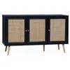 SWEEEK Buffet de rangement cannage, noir - 120x39x70cm