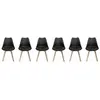 SWEEEK Lot de 6 chaises scandinaves pieds bois de hêtre chaises 1 place noirs