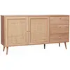 SWEEEK Buffet de rangement naturel en cannage 2 portes 3 tiroirs L150 x l39 x H79cm - Bohème