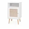 SWEEEK Table de chevet en cannage blanc