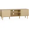 SWEEEK Meuble TV décor bois - Mika - 2 niveaux 3 étagères 2 portes L 160 x l 40 x H 56cm