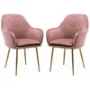 SWEEEK Lot de 2 fauteuils en velours vieux rose et pieds en métal doré. Shella L 58 x P 58 x H 85cm