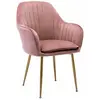 SWEEEK Fauteuil en velours vieux rose et pieds en métal doré. Shella l 58 x p 58 x h 85