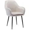 SWEEEK Fauteuil en velours blanc cassé et pieds en métal noir mat. Shella L 58 x P 58 x H 85