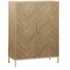 SWEEEK Vaisselier décor bois chevrons et métal 2 portes 80cm Budapest