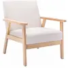 SWEEEK Fauteuil scandinave en bois et tissu crème. Isak. l 64 x p 69.5 x h 73cm