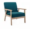 SWEEEK Fauteuil scandinave en bois et tissu bleu pétrole. Isak. L 64 x P 69.5 x H 73cm