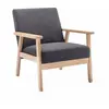 SWEEEK Fauteuil scandinave en bois et tissu gris foncé. Isak. L 64 x P 69.5 x H 73cm