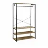 SWEEEK Meuble d'entrée métal et décor bois 3 niveaux avec barre de penderie Loft