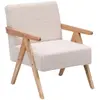 Nordlys Fauteuil de salon en bois massif et bouclettes blanches
