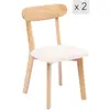 Nordlys Lot de 2 Chaises de Salle a Manger Scandinave en Bois Massif blanc