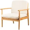 Nordlys Fauteuil de Salon Scandinave avec Structure Bois et Bouclettes Blanc