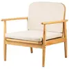 Nordlys Fauteuil de Salon Scandinave avec Structure Bois et Tissu Beige