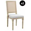 3S. x Home Lot de 2 chaises en bois massif et en tissu Gris