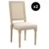 3S. x Home Lot de 2 chaises en bois massif et en tissu Beige