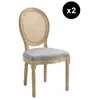 3S. x Home Lot de 2 chaises médaillon en bois massif et en tissu Gris foncé