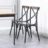 3S. x Home Lot de 2 chaises industrielles métal et bois Gris