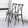 3S. x Home Lot de 2 chaises industrielles métal et bois Marron