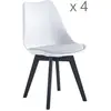 3S. x Home Lot de 4 chaises scandinaves Pieds en bois Blanc