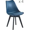 3S. x Home Lot de 4 chaises scandinaves Pieds en bois Bleu