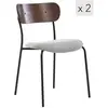 3S. x Home Lot de 2 chaises design en métal noir et en bois Gris