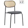 3S. x Home Lot de 2 chaises en métal et Cannage Rotin