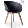3S. x Home Lot de 4 chaises scandinaves ALBORG + pieds en bois Noir