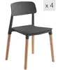 3S. x Home Lot de 4 chaises scandinaves Noires