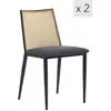 3S. x Home Lot de 2 chaises en metal dossier et Cannage Rotin Noir