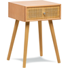 3S. x Home Table de chevet/appoint scandinave en bois tiroir Cannage Rotin Marron