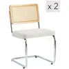 Nordlys Lot de 2 chaises industrielles metal cannage rotin beige