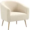 3S. x Home Fauteuil de Salon Scandinave Design Pieds Métal KIRUNA-BLANC BOIS
