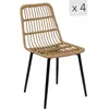 3S. x Home Nordlys - Lot de 4 Chaises Pieds Metal rotin