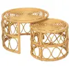 Nordlys Set de 2 tables basses gigognes en rotin naturel