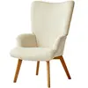 Nordlys Fauteuil de salon en bois massif et velours côtelé beige