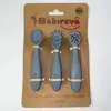 Set de 3 cuillères d'apprentissage en silicone GRIS Babireva