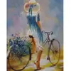 Figured'Art Peinture par Numéro Adulte Jeune femme à bicyclette - Activité Manuelle Kit de Loisir Créatif DIY Numéro d'Art Complet - 40x50cm sans châssis en bois