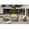 DCB GARDEN Salon de jardin 5 places en résine tressée ronde grise - PVC-ISA-SALON