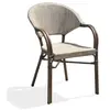 DCB GARDEN Fauteuil de jardin empilable en aluminium marron et textilène beige