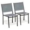 DCB GARDEN Lot de 2 chaises de jardin en alu anthracite et toile plastifiée grise