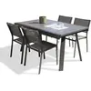 dcb garden Ensemble repas de jardin 4 places en aluminium gris anthracite