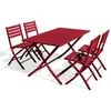 CITY GARDEN Ensemble repas de jardin 4 places en aluminium rouge carmin - MARIUS