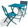 Ensemble Table de Jardin Pliante & 2 Chaises Marius 70cm Bleu Canard
