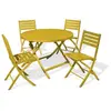 Ensemble Table de Jardin Pliante & 4 Chaises Marius 110cm Moutarde