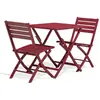 CITY GARDEN Ensemble repas de jardin 2 places en aluminium rouge carmin