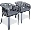 PARIS GARDEN Lot de 2 fauteuil de jardin en corde tissée et aluminium anthracite